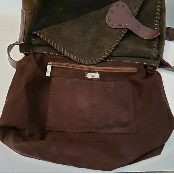Emporio Armani Brown Suede Leather Crossbody Bag Shoulder Bag - Picture 8 of 10